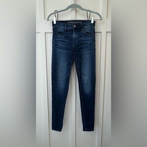 American Eagle Super Stretch High Rise Jegging Size 0 Regular Skinny Blue Denim
